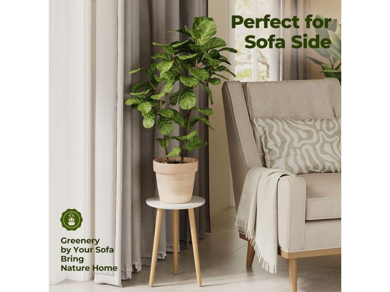  Support plante rond en bois massif blanc 27,9 x 30 x 41,9 cm charge 13,6 kg 402397_AABXY10649_6_DROPFR - Conforama E
