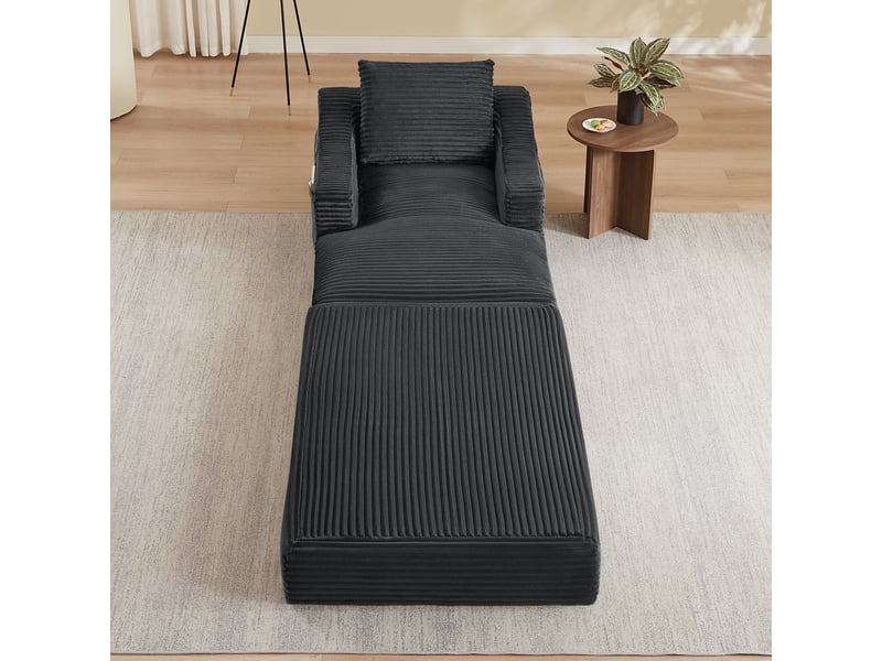  Fauteuil convertible 1 place en velours côtelé gris, 100 x 160 x 85 cm, sans montage, agencement modulable, conception double couche, pour le salon CARDUME ESTIVAL - Conforama B