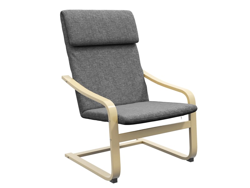  Fauteuil de salon, fauteuil chambre avec accoudoirs incurvés, coussin, tissu aspect lin, gris, 65 x 79 x 98 cm  - Conforama B