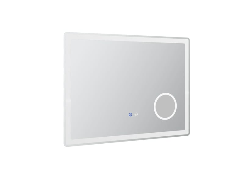  Miroir de salle de bain led kleankin avec grossissement x3 et fonction tactile, 80 x 60 cm, 3 couleurs d'éclairage, antibuée  - Conforama A