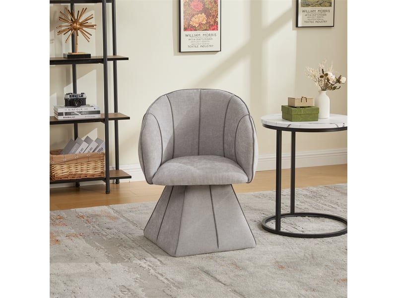  Chaise pivotante 56x54x74.5cm - fauteuil ergonomique coquillage en tissu chenille pour adulte et adolescent salon - gris  - Conforama C