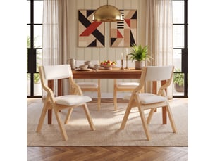 Chaises de salle à manger pliantes lot de 4 avec assise rembourrée  - bois massif, lin - beige