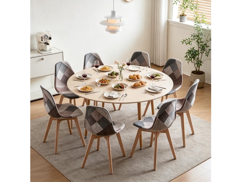 Lot de 8 chaises de salle à manger 46x40x85 cm modernes en bois et métal multicolore  - Conforama C