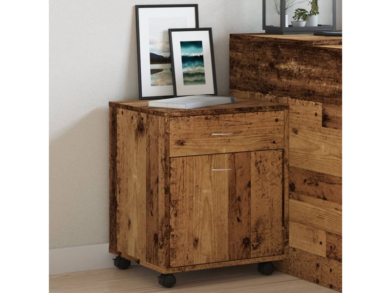 Armoire de rangement, armoire à roulettes vieux bois 45x38x54 cm bois d'ingénierie  - Conforama D