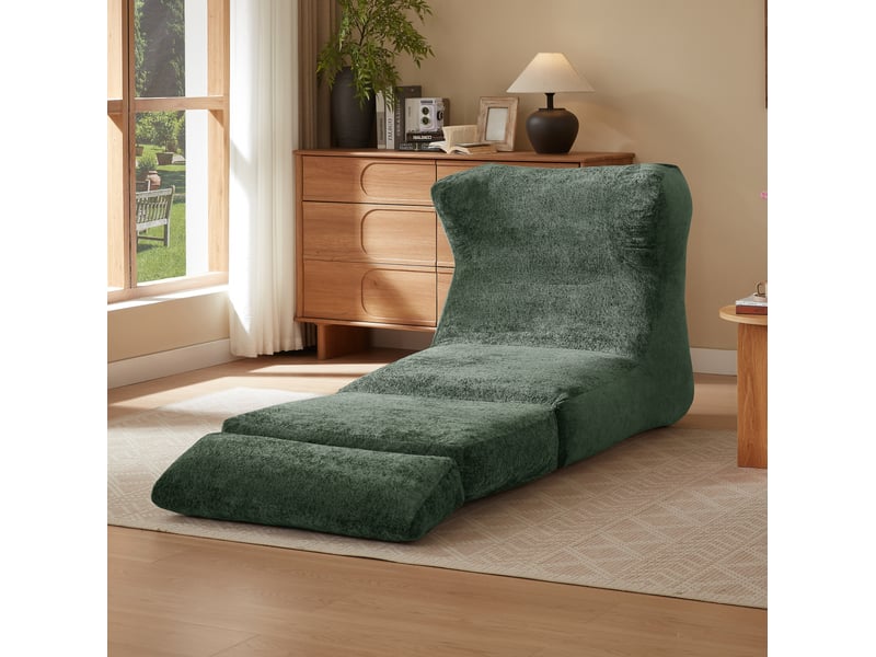 Fauteuil convertible en chaise longue 90x118x86 cm vert en mousse - Conforama B