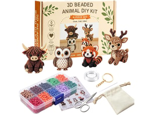 Kit diy animaux 3d en perles, 4 modèles de broderie avec oiseaux et animaux, loisirs créatifs pour adultes débutants, animaux de la forêt