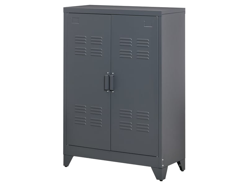  Armoire métallique 2 portes style industriel pour la maison et le garage, 75 x 33 x 110 cm, grise  - Conforama B