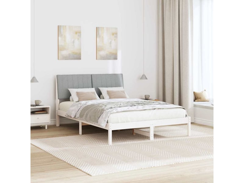 Lit double- lit adulte - cadre de lit avec tête de lit blanc 135 x 190 cm pin massif - Conforama C