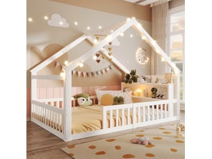Lit cabane 140x190 cm coloris blanc