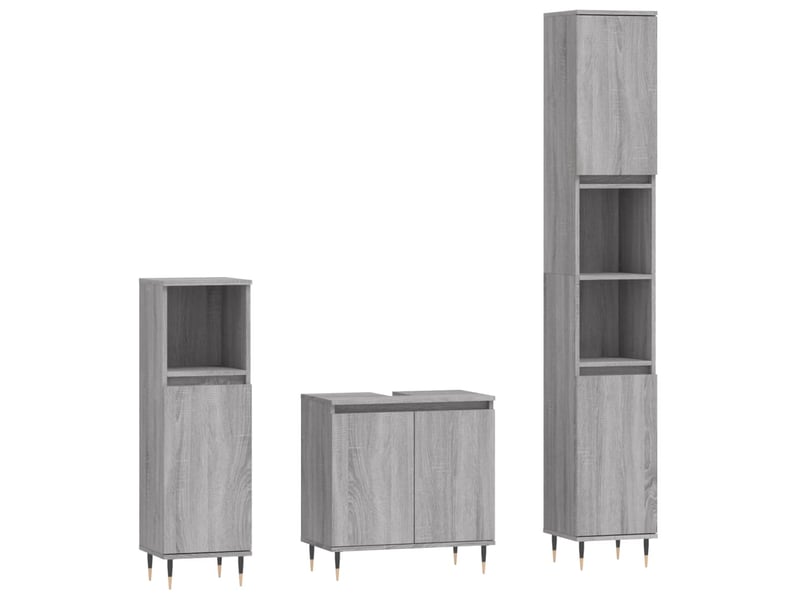 Ensemble d'armoires de salle de bain 3 pcs sonoma gris cf63014 - Conforama A