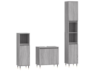 Ensemble d'armoires de salle de bain 3 pcs sonoma gris cf63014