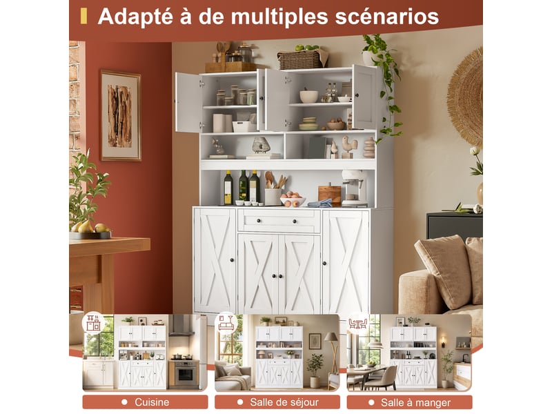 Meuble de cuisine muvano, buffet de cuisine avec plan de travail et prise électrique, 140 × 40 × 185 cm  - Conforama E