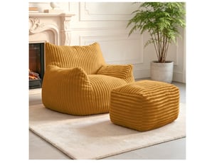 Fauteuil fixe <strong>BEAOK</strong> Velours côtelé jaune