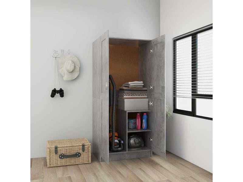  Garde-robe chambre, armoire de rangement gris béton 82,5x51,5x180 cm bois d’ingénierie  - Conforama B