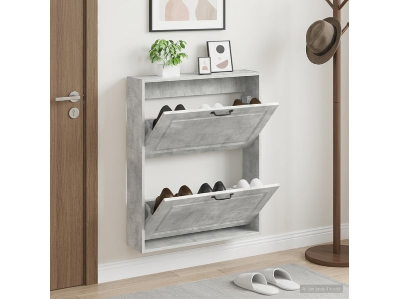  Meuble à chaussures mural, armoire à chaussures utrecht 71x17x86 cm gris béton  - Conforama B