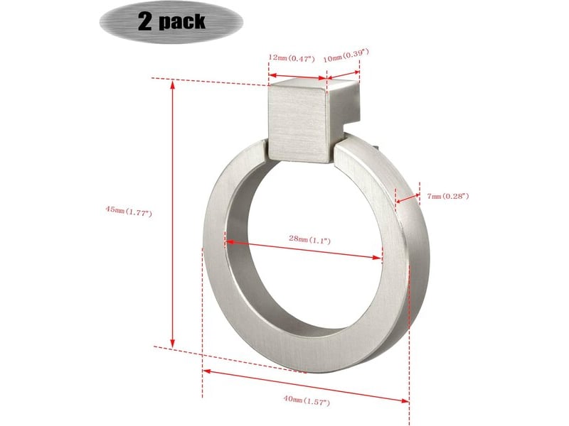  Paire de boutons en nickel poli, poignées en alliage de zinc argenté pour coiffeuse et meubles  - Conforama E