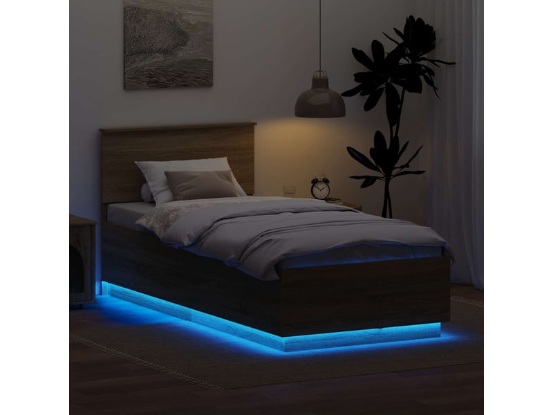  Lit simple- lit adulte -  cadre de lit chêne sonoma 70 x 190 cm bois d'ingénierie  - Conforama C