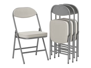 Chaises pliantes lot de 4 rembourrées - lpospi - dossier incliné, cadre métal, repasbureau - polyester - blanc crème