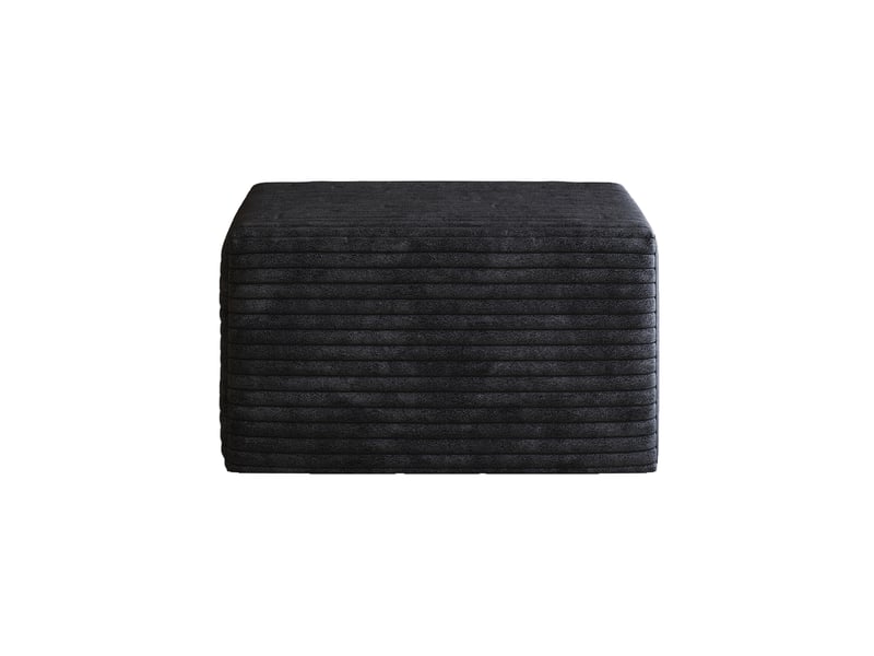 Repose-pied modulaire avec assise en mousse, sans montage, design minimaliste en velours côtelé noir 65 × 60 × 38 cm - Conforama A