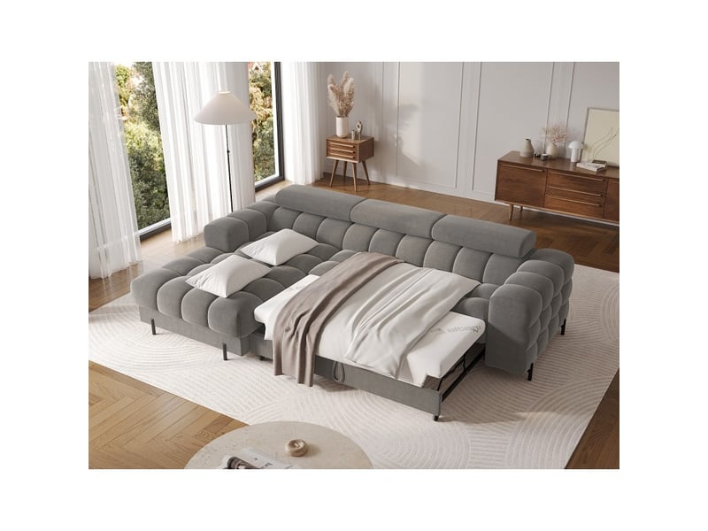 Canapé d'angle gauche convertible gris foncé confort premium 285x99x181cm filtro - Conforama B