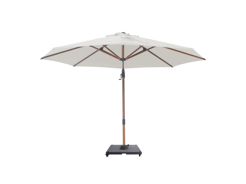  Axi solis parasol déporté rond avec pied de parasol, ø 300 cm, aspect boisbeige | pour le jardin terrasse avec armature thermolaquée | housse de protection inclus  - Conforama D