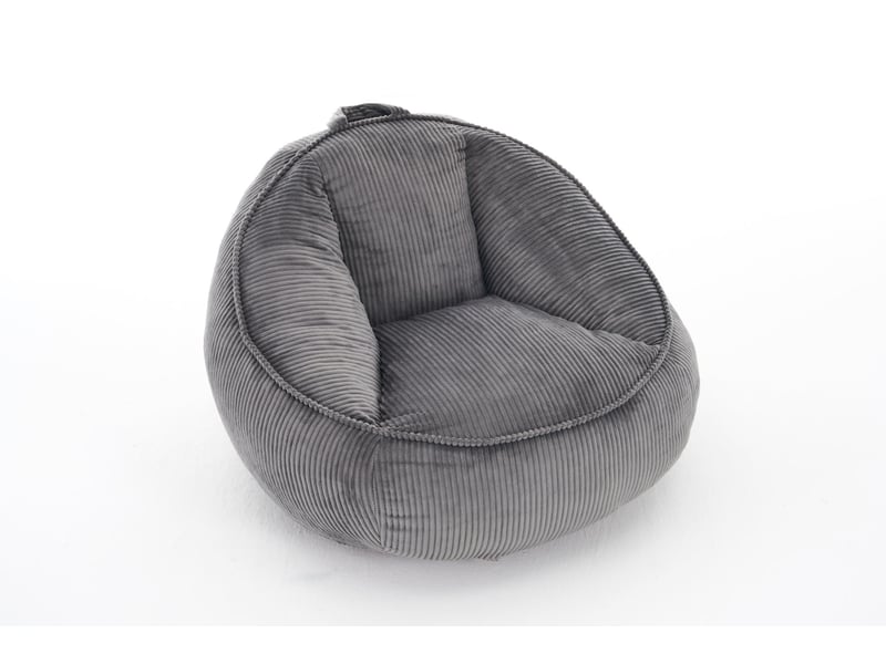 Fauteuil pouf ergonomique avec dossier enveloppant, garnissage en mousse à mémoire de forme en velours côtelé gris clair - Conforama A