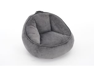 Fauteuil pouf ergonomique avec dossier enveloppant, garnissage en mousse à mémoire de forme en velours côtelé gris clair