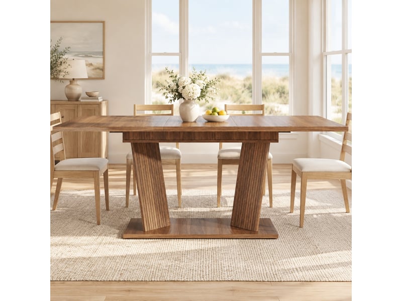  Table à manger extensible avec pieds réglables antidérapants - lpospi - plateau mdf marron foncé 120 × 80 × 76 cm  - Conforama C