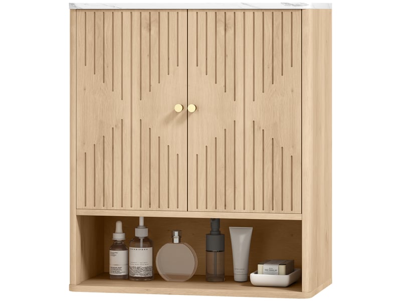  Armoire murale salle de bain en chêne, compartiment ouvert, 60 x 18 x 70 cm  - Conforama B