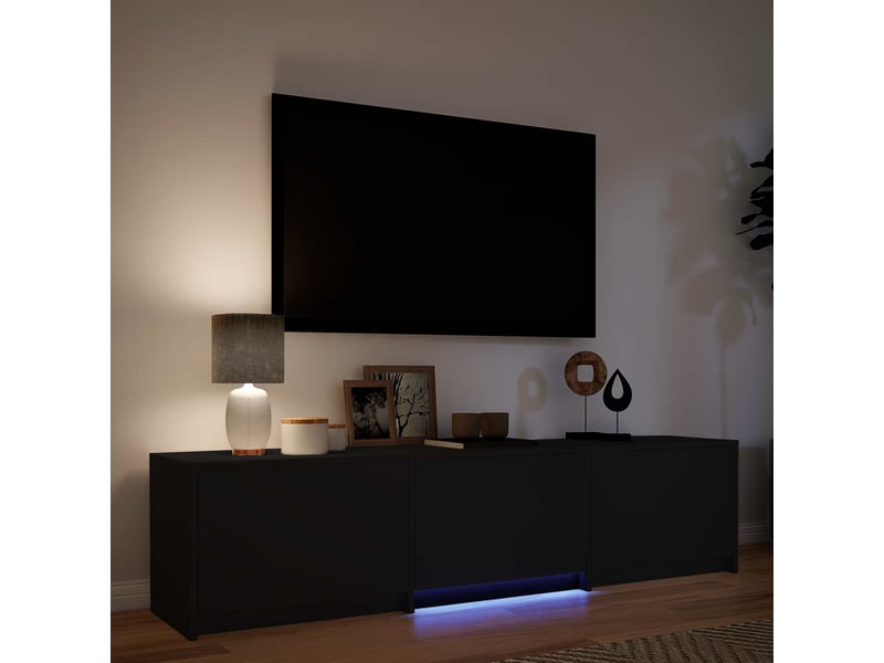  Meuble tv - banc tv - meuble de rangement avec led 165 x 34 x 40 cm noir bois d’ingénierie  - Conforama D