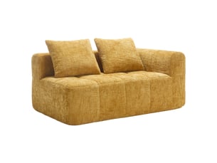 Canapé droit fixe <strong></strong> <strong></strong> 1 place Tissu jaune avec coffre de rangement