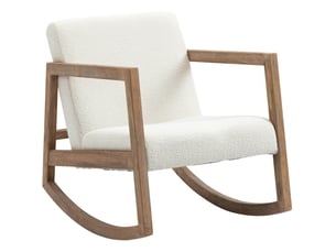 Fauteuil à bascule 60 x 81 x 71 cm crème, polyester et bois, assise rembourrée avec accoudoirs