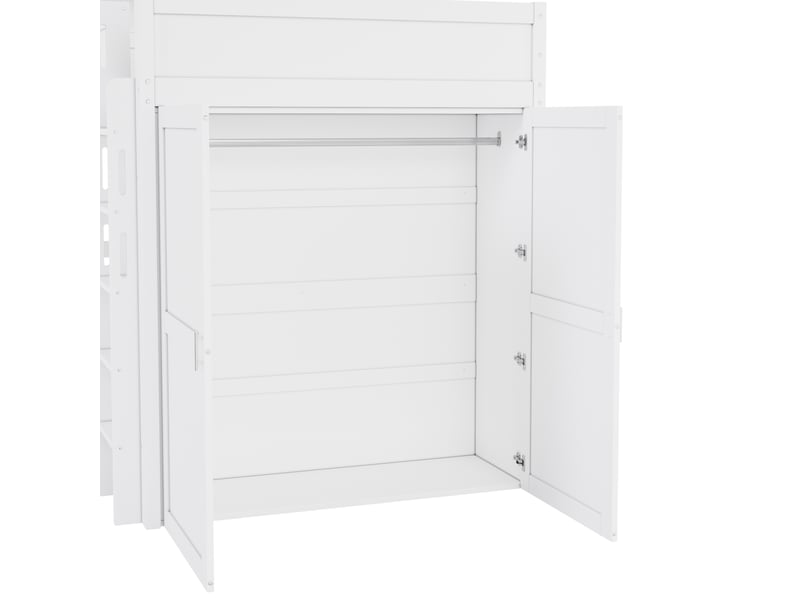  Lit mezzanine 90x200 cm avec bureau, rangement, armoire, usb et led, blanc, sans matelas  - Conforama R