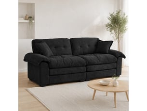 Canapé droit 2 places en chenille noir 214 x 89 x 93 cm