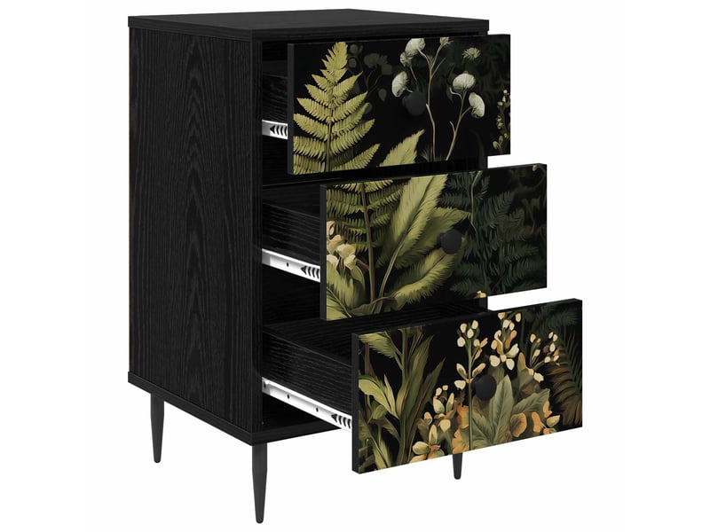  Table de chevet - cabinet de chevet - table de nuit rhenen chêne noir 36 x 33 x 61 cm  - Conforama C