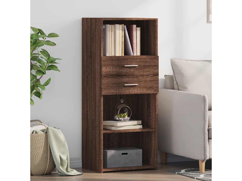  Buffet haut - bahut - meuble de rangement chêne marron 50x42,5x124 cm bois d'ingénierie  - Conforama B