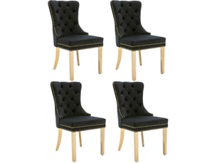 Lot de 4 chaises de salle à manger,50,5x45x95 cm,velours,noir et doré