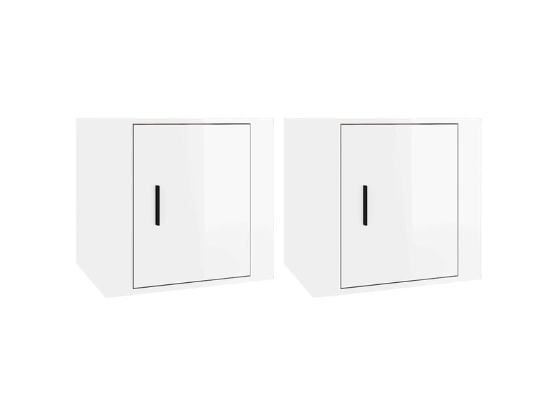  Lot de 2 tables de chevet - cabinet de chevet - table de nuit blanc brillant 50x39x47 cm  - Conforama A