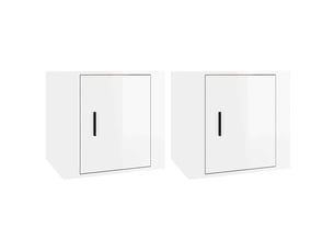 Lot de 2 tables de chevet - cabinet de chevet - table de nuit blanc brillant 50x39x47 cm