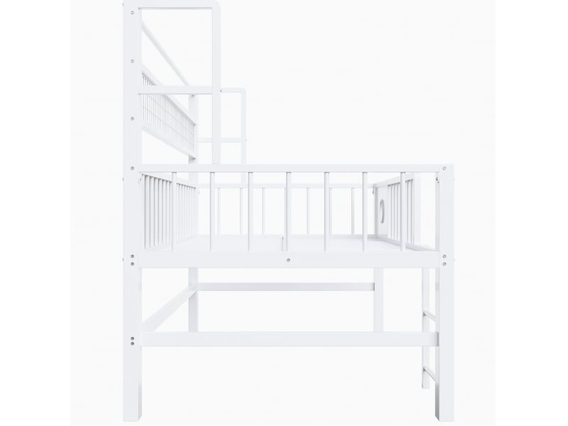  Lit mezzanine bas enfant 90x200 cm avec rangements coloris blanc  - Conforama E