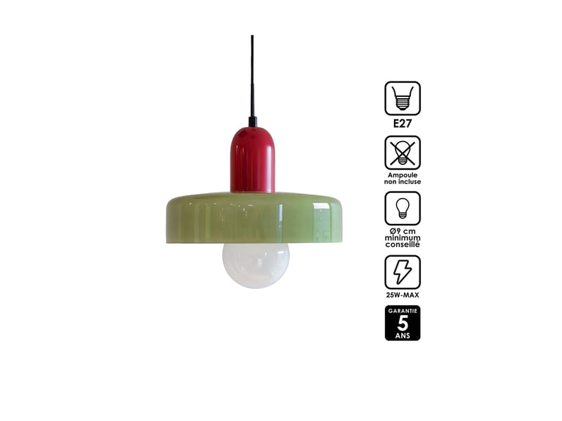  Suspension yori en verre et métal rouge et vert ø25 cm 62911 - Conforama D