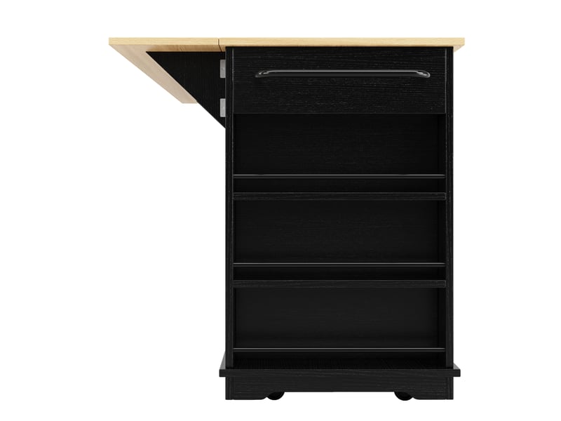  Îlot de cuisine 151.5x84.7x91.7 cm avec prises mdf métal noir et naturel  - Conforama D