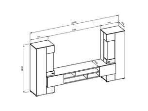 Meuble tv coloris noir 270 cm <strong>MEUBLORAMA</strong>  <strong></strong>