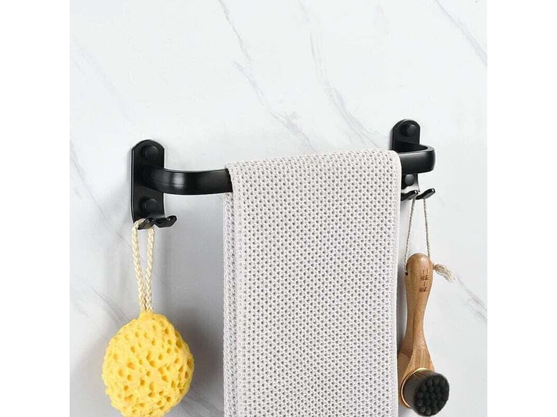  Enowelir barre porte-serviettes mural noir 40 cm pour salle de bain et cuisine  - Conforama C