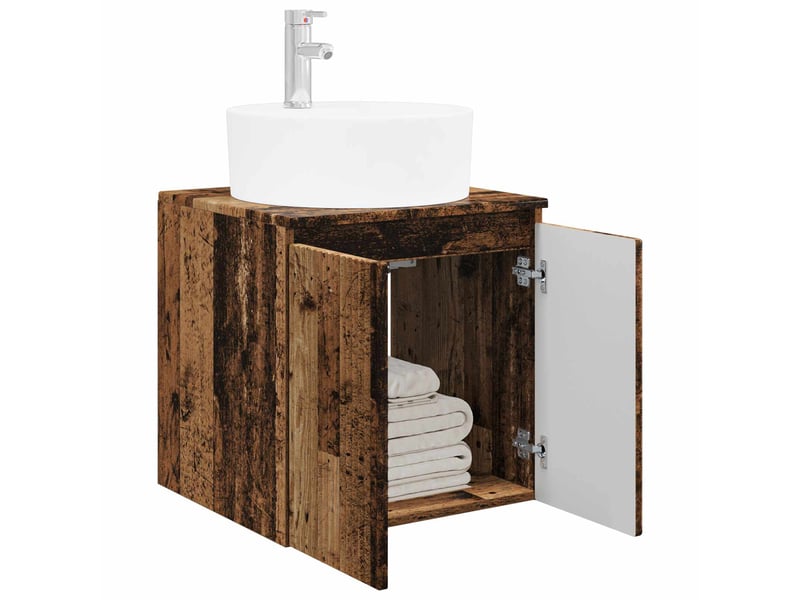  Vanité de lavabo mural, meuble de rangement bois ancien 49.5x44.5x65 cm shl7311  - Conforama C