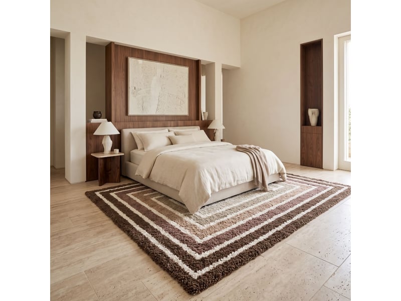  Tapis shaggy doux à motif géométrique marron beige 160x230  - Conforama E