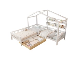 Lit cabane 90x200 cm <strong>HNCBB</strong>  <strong></strong> coloris blanc
