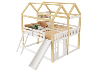 Lit cabane 90x200 cm HOMVRA   coloris bicolore