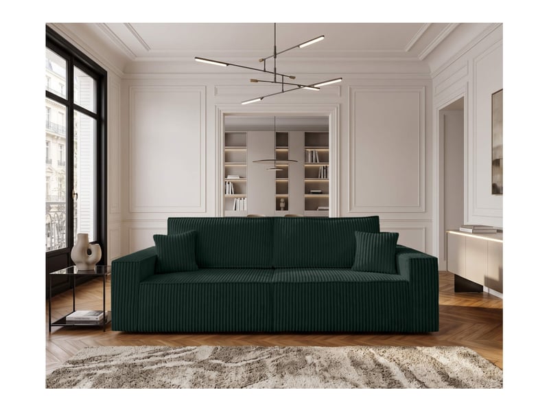 Farah - canapé droit 3 places convertible en velours cotelé épais - Conforama B