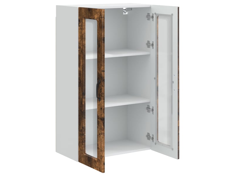  Meuble mural de cuisine, cabinet en verre mural chêne fumé 60x31x100cm shl3721  - Conforama E